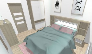 manželská posteľ s komodou